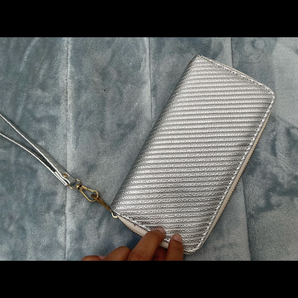 Silver wallet wristlet